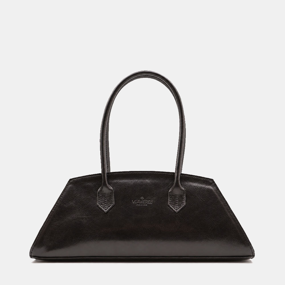 Borsa Donna a Spalla VIAVERDI in Pelle Nera Made in Italy linea Firenze