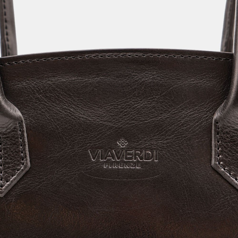 Borsa Donna a Spalla VIAVERDI in Pelle Nera Made in Italy linea Firenze