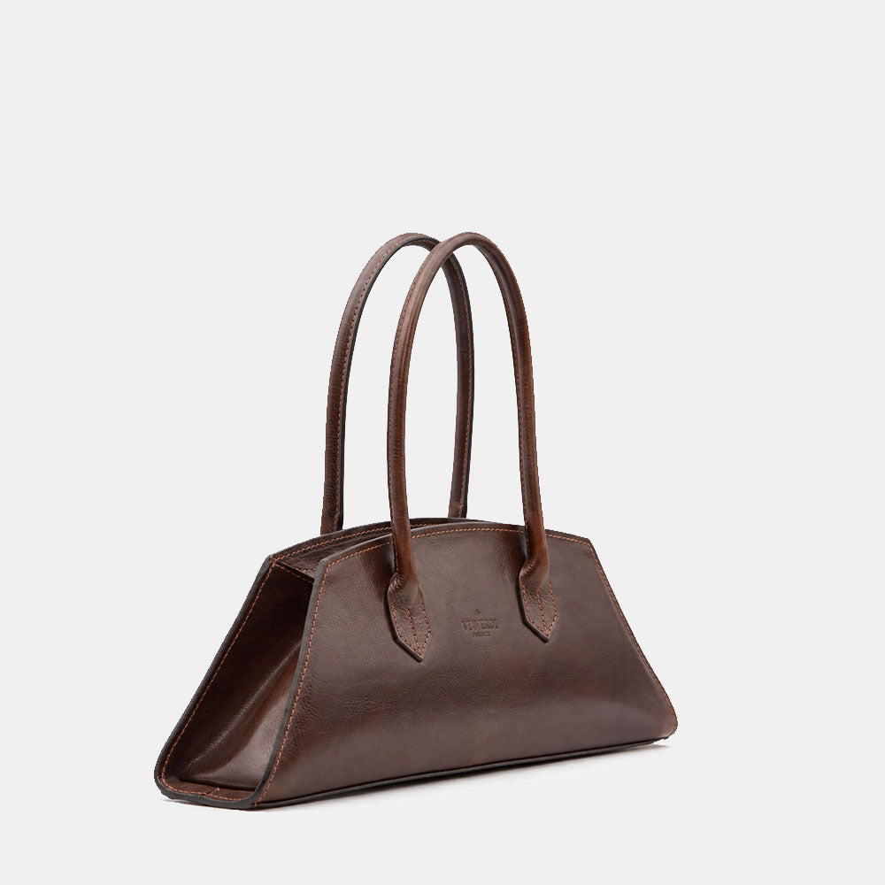 Borsa Donna a Spalla VIAVERDI in Pelle Marrone Testa di Moro Made in Italy linea Firenze