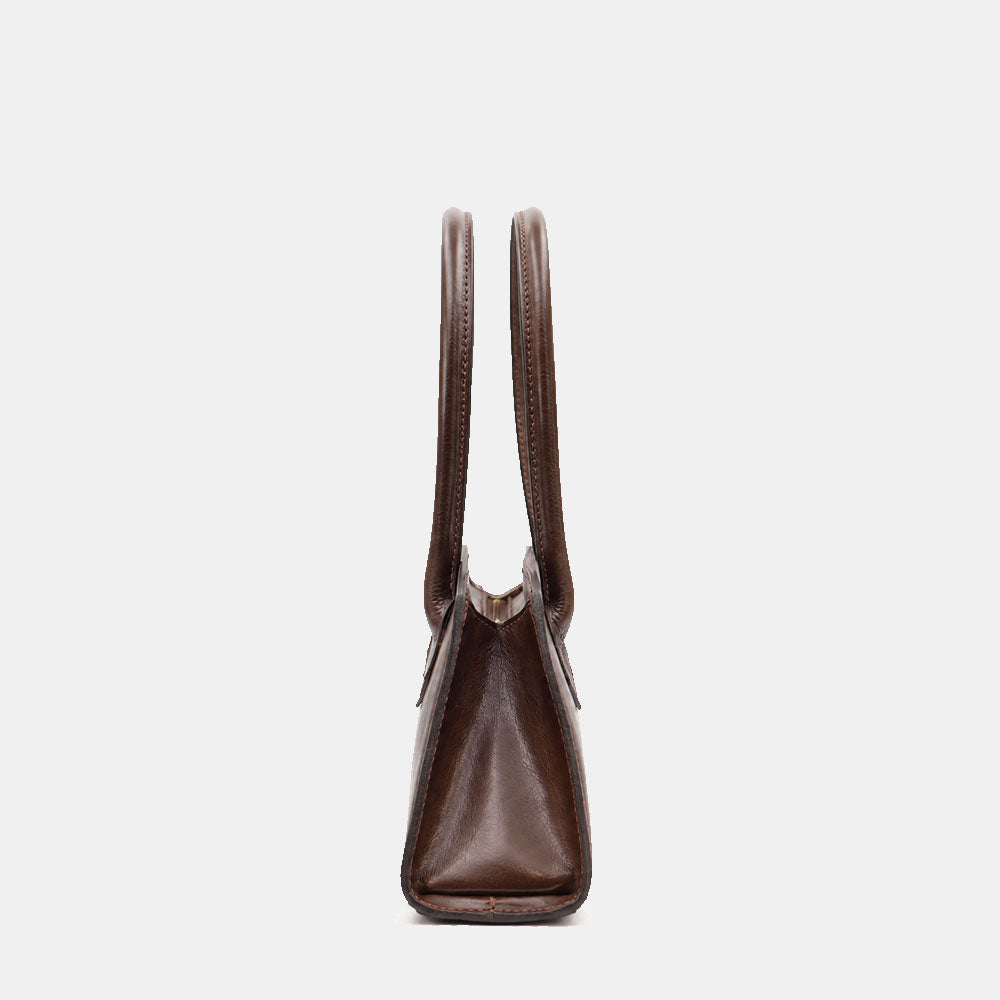 Borsa Donna a Spalla VIAVERDI in Pelle Marrone Testa di Moro Made in Italy linea Firenze