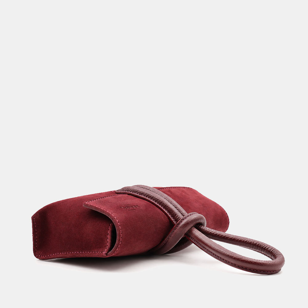 Borsa Clutch a Mano con Tracolla VIAVERDI in Camoscio Bordeaux Made in Italy linea Castiglione