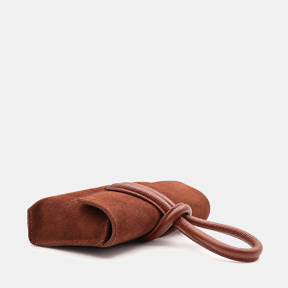 Borsa Clutch a Mano con Tracolla VIAVERDI in Camoscio Marrone Made in Italy linea Castiglione