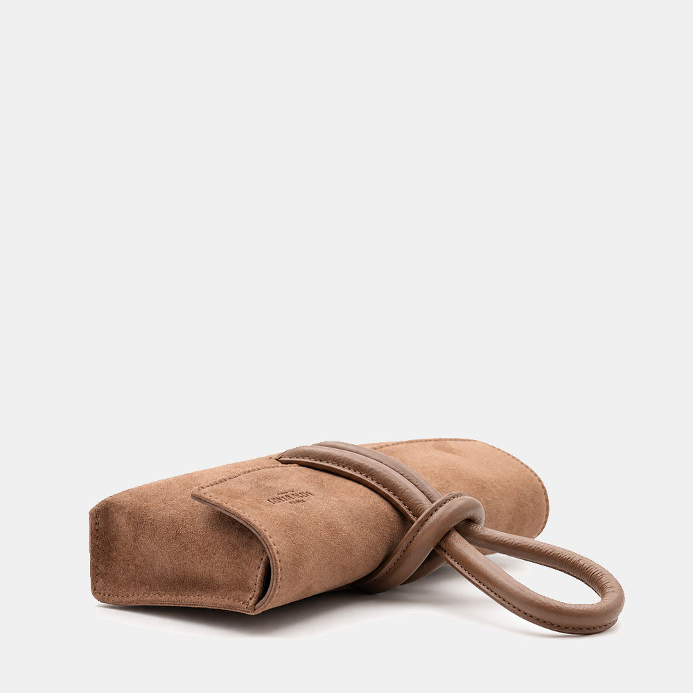Borsa Clutch a Mano con Tracolla VIAVERDI in Camoscio Taupe Made in Italy linea Castiglione