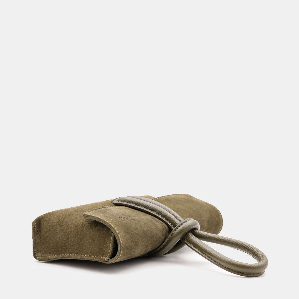 Borsa Clutch a Mano con Tracolla VIAVERDI in Camoscio Verde Made in Italy linea Castiglione