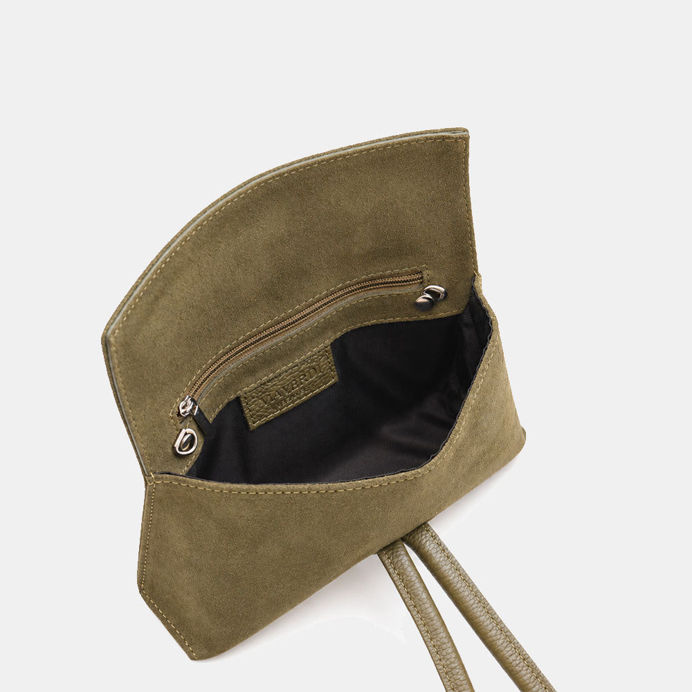 Borsa Clutch a Mano con Tracolla VIAVERDI in Camoscio Verde Made in Italy linea Castiglione