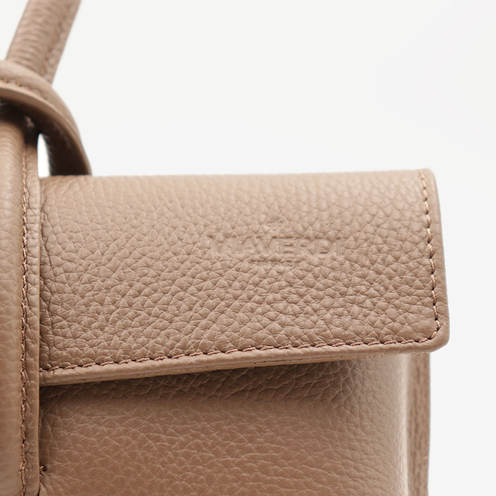 Borsa Clutch a Mano con Tracolla VIAVERDI in Pelle Taupe Made in Italy linea Castiglione
