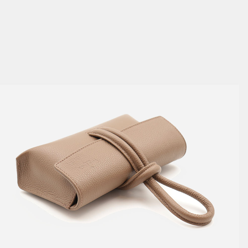 Borsa Clutch a Mano con Tracolla VIAVERDI in Pelle Taupe Made in Italy linea Castiglione