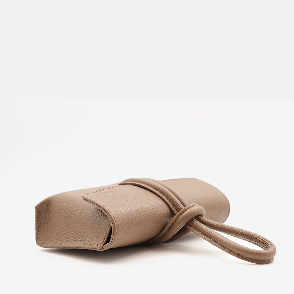 Borsa Clutch a Mano con Tracolla VIAVERDI in Pelle Taupe Made in Italy linea Castiglione