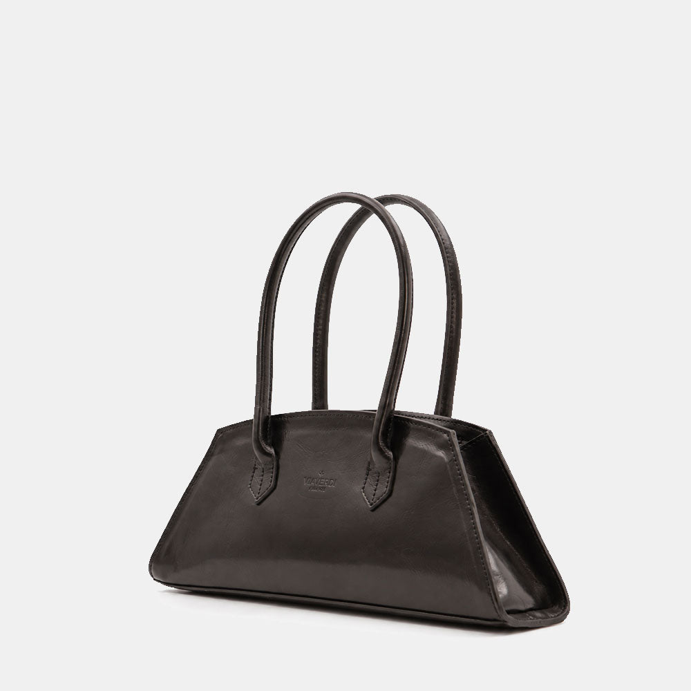 Borsa Donna a Spalla VIAVERDI in Pelle Nera Made in Italy linea Firenze