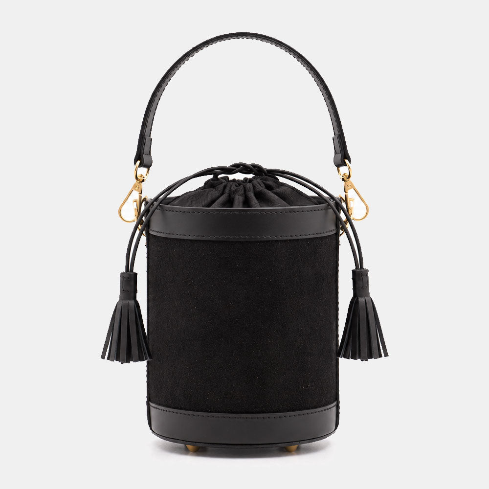 Bucket Bag ViaVerdi in Black Suede and Leather Made in Italy – Line Pienza
