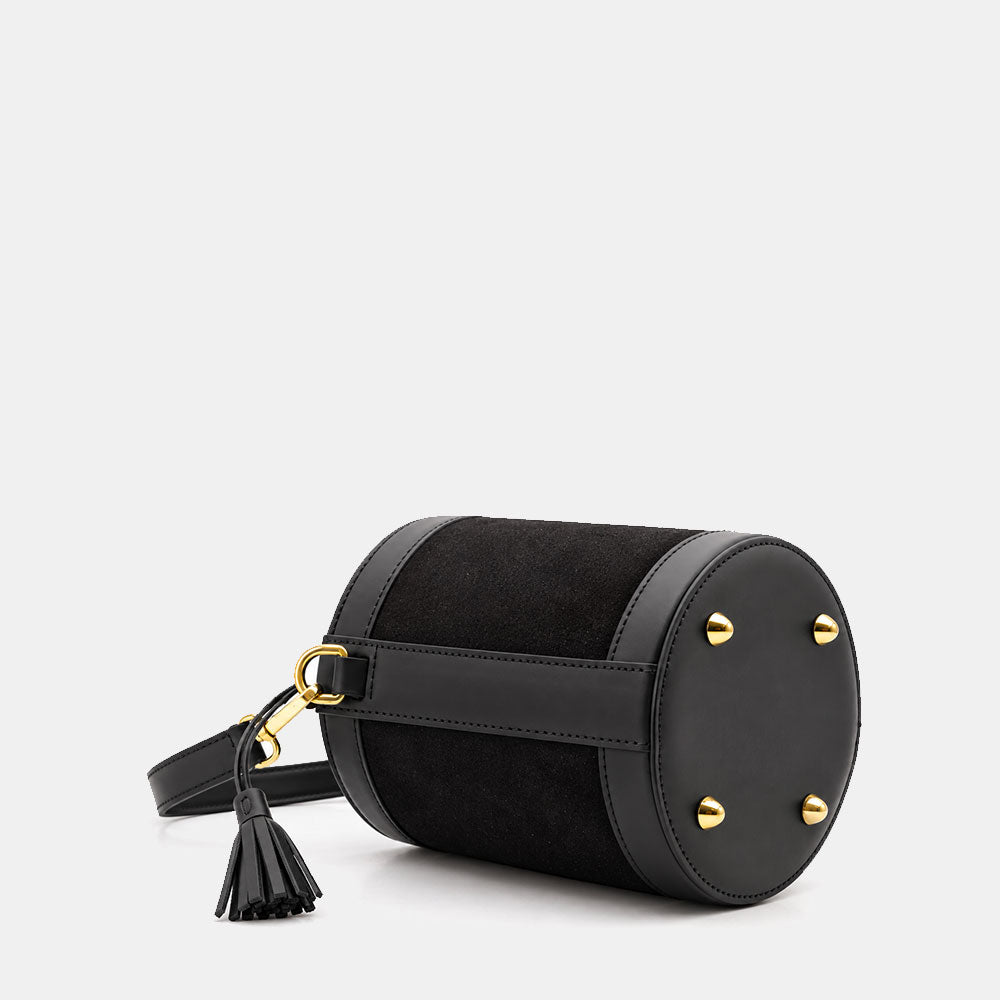 Bucket Bag ViaVerdi in Black Suede and Leather Made in Italy – Line Pienza
