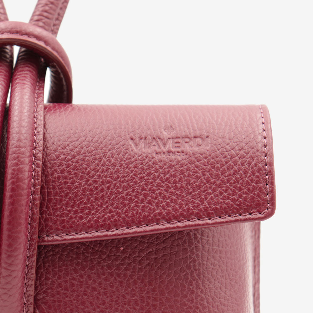 Borsa Clutch a Mano con Tracolla VIAVERDI in Pelle Bordeaux Made in Italy linea Castiglione