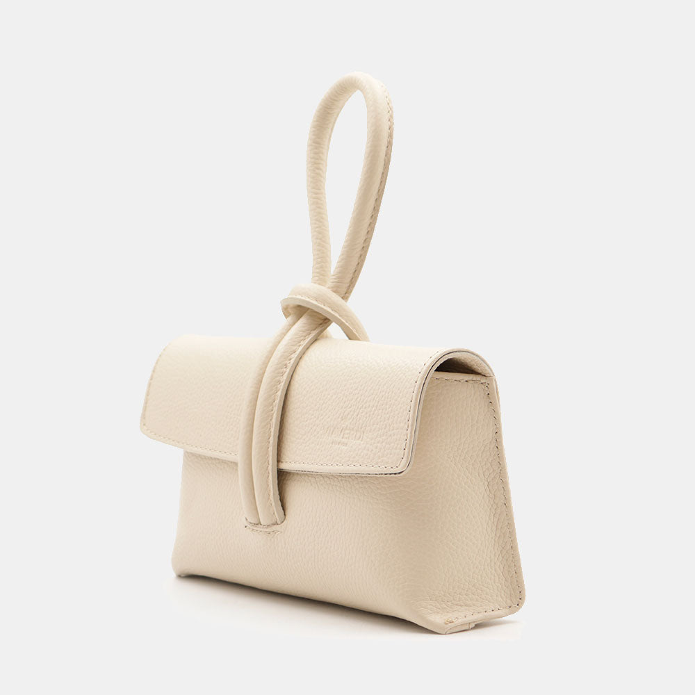 Borsa Clutch a Mano con Tracolla VIAVERDI in Pelle Avorio Made in Italy linea Castiglione