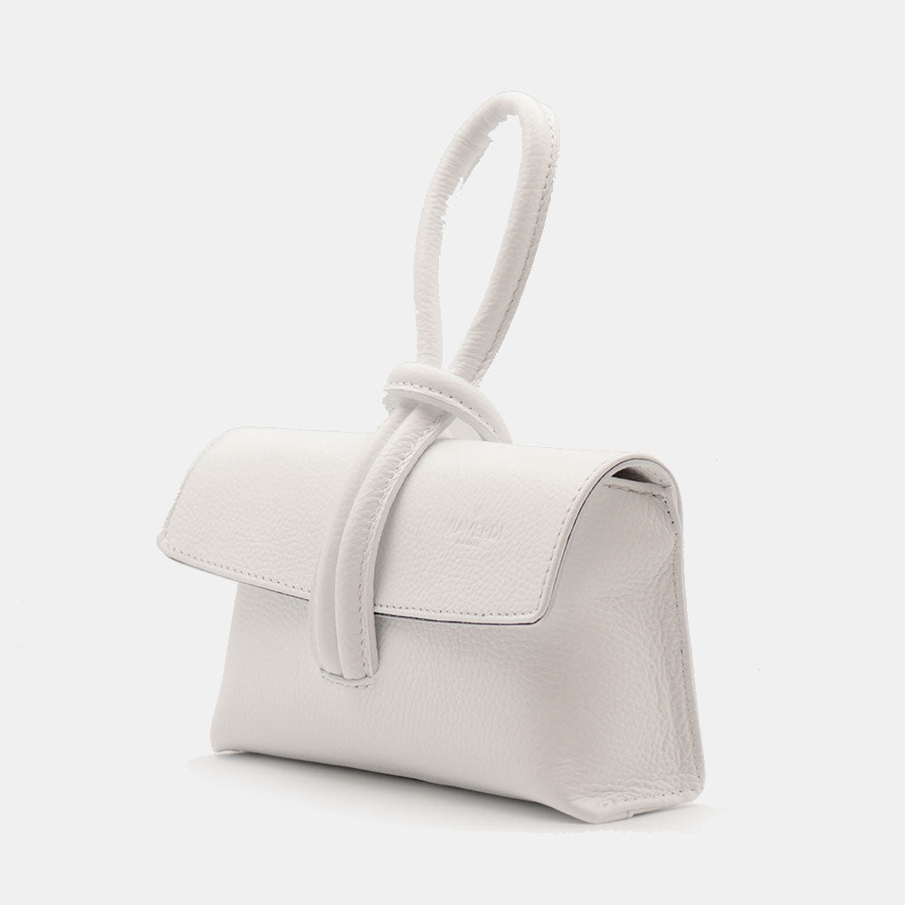 Borsa Clutch a Mano con Tracolla VIAVERDI in Pelle Bianca Made in Italy linea Castiglione