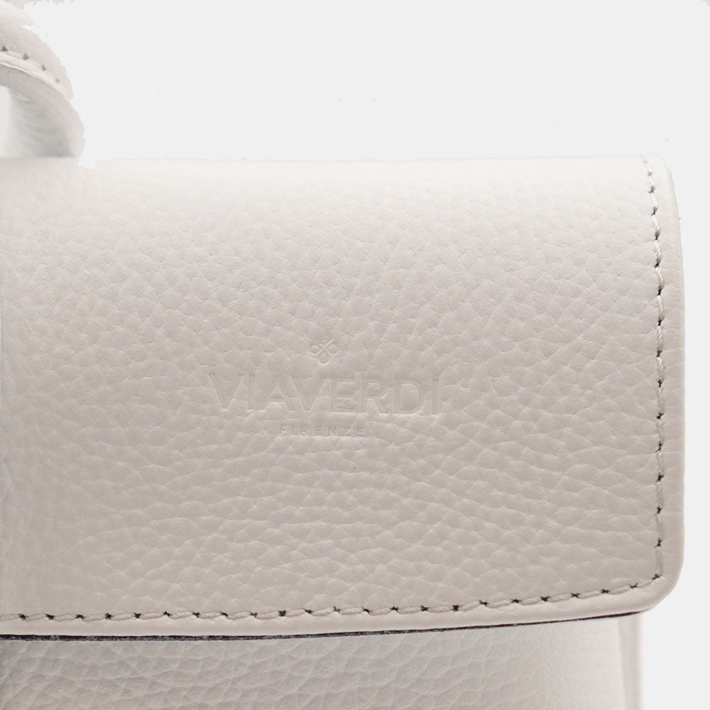 Borsa Clutch a Mano con Tracolla VIAVERDI in Pelle Bianca Made in Italy linea Castiglione