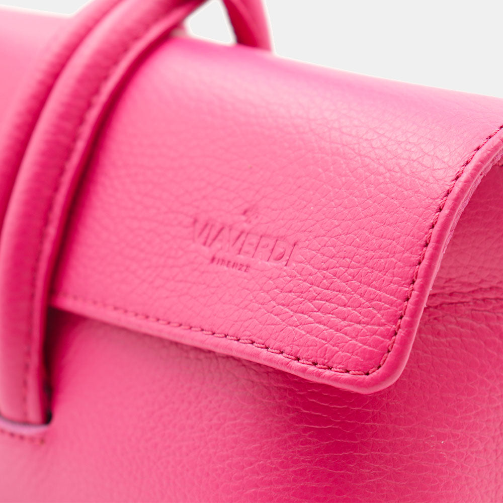 VIAVERDI Clutch Handbag with Shoulder Strap in Fuchsia Leather Made in Italy – Castiglione Collection