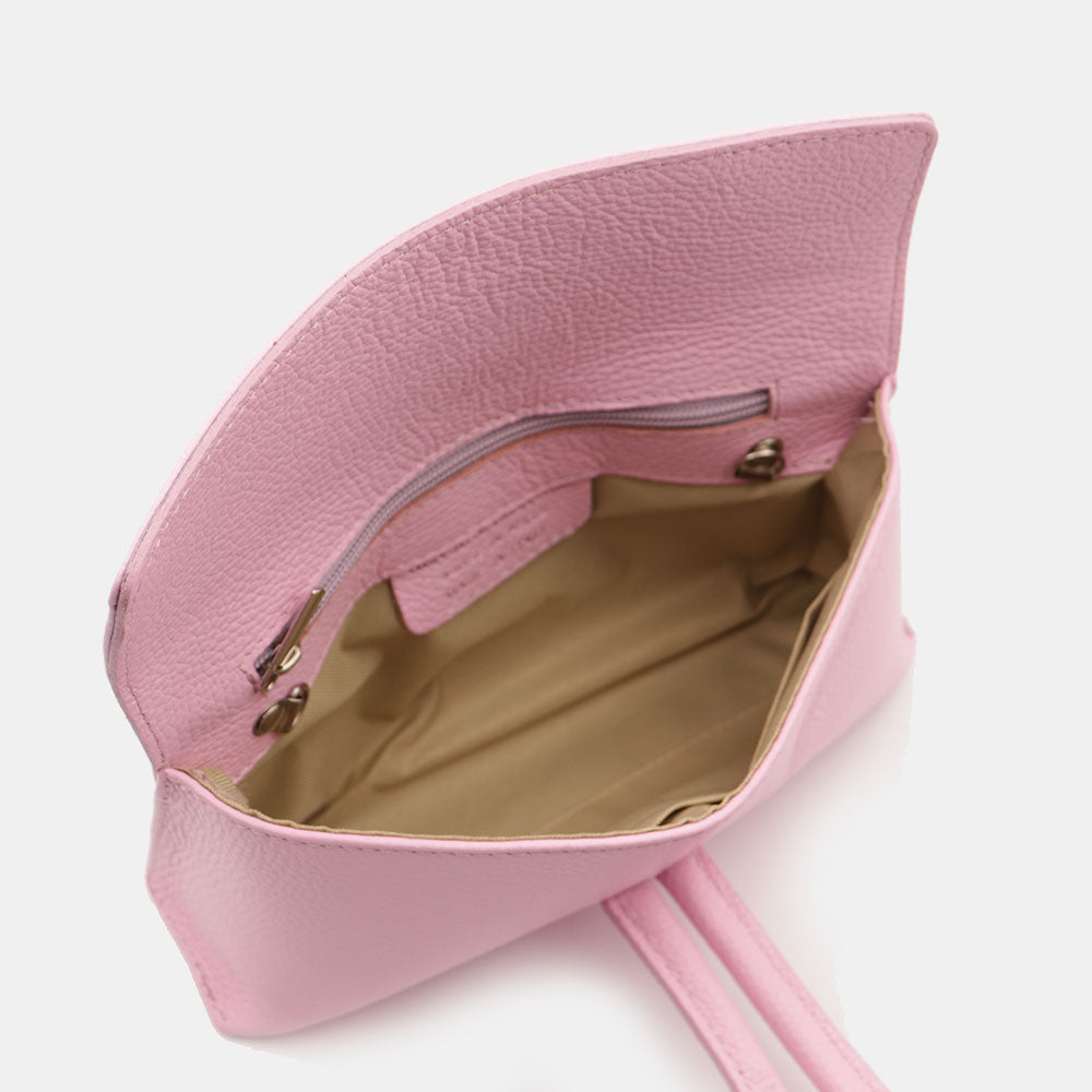 VIAVERDI Clutch Handbag with Shoulder Strap in Pink Leather Made in Italy – Castiglione Collection