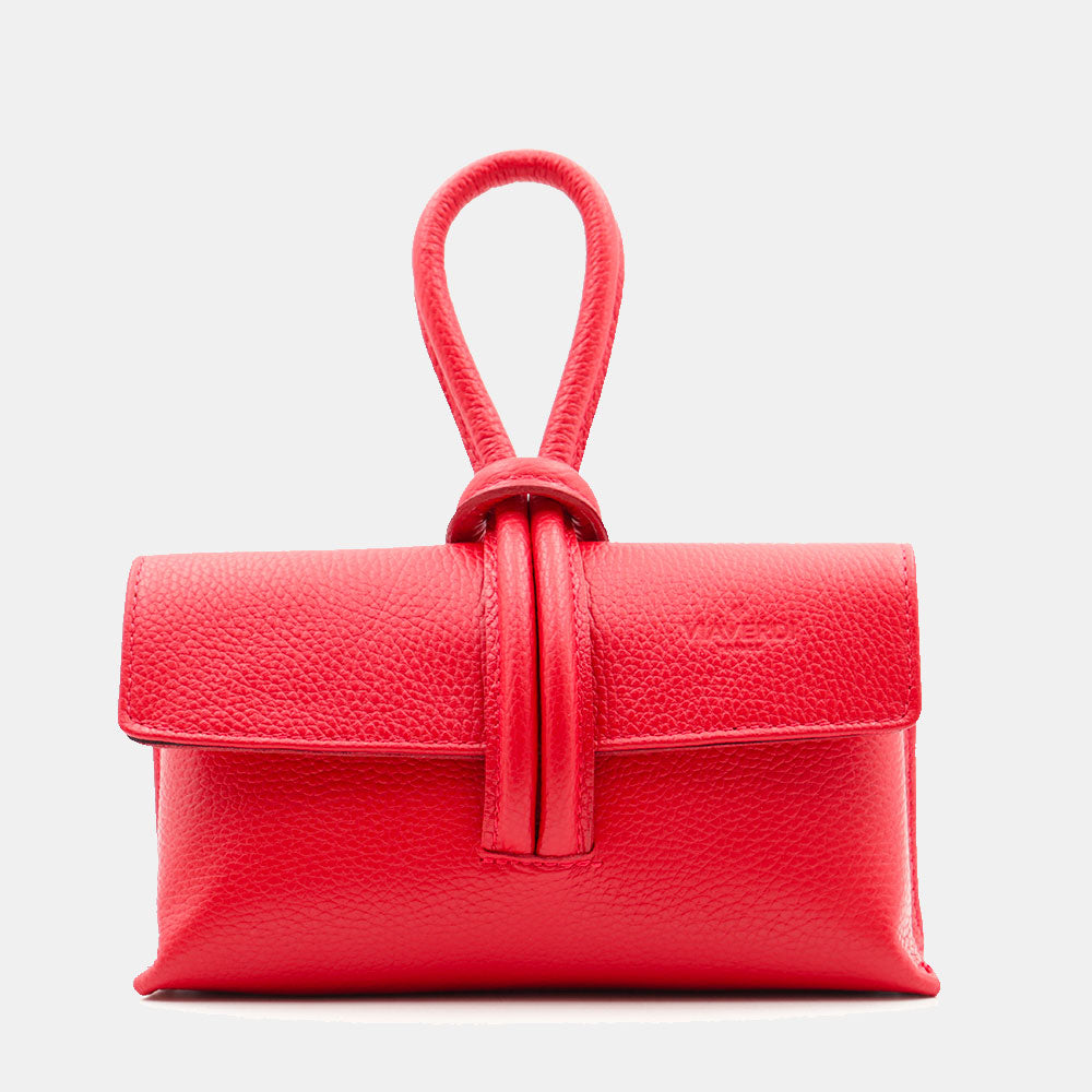 Borsa Clutch a Mano con Tracolla VIAVERDI in Pelle Rossa Made in Italy linea Castiglione
