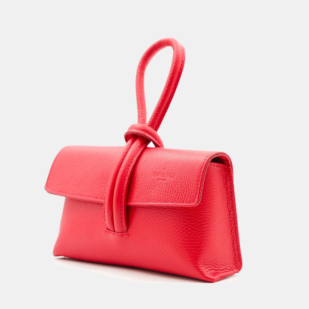 Borsa Clutch a Mano con Tracolla VIAVERDI in Pelle Rossa Made in Italy linea Castiglione