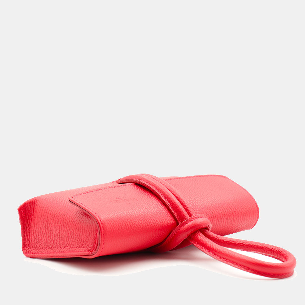 Borsa Clutch a Mano con Tracolla VIAVERDI in Pelle Rossa Made in Italy linea Castiglione