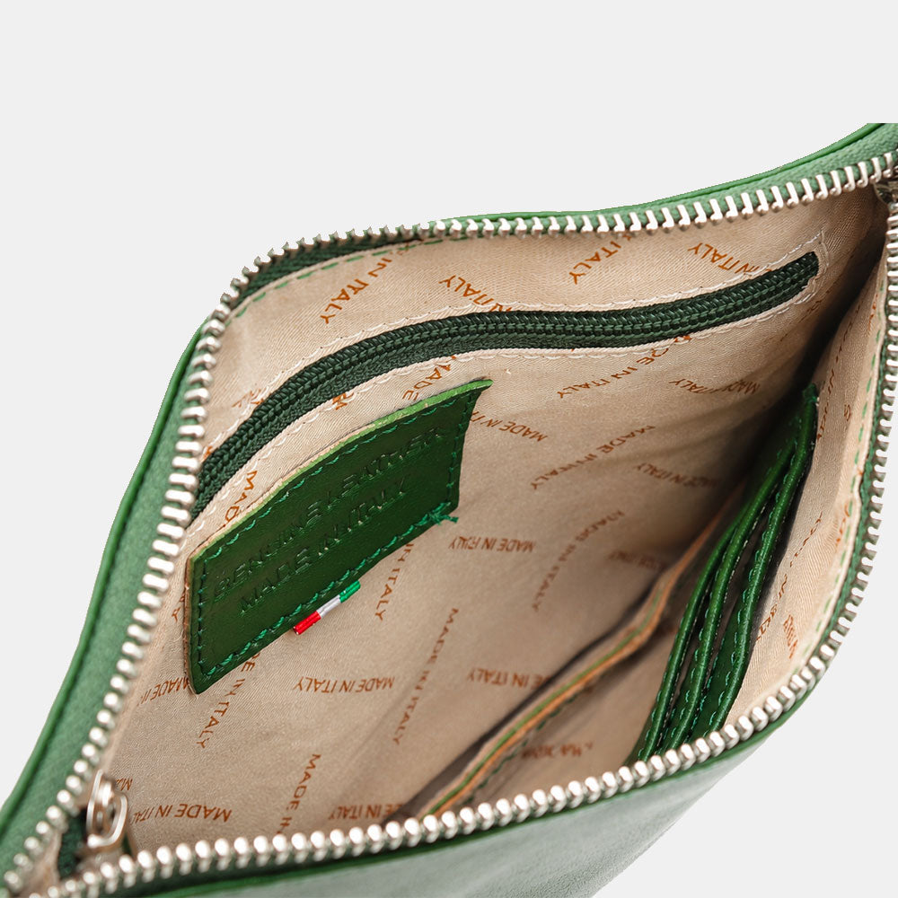 Pochette Uomo VIAVERDI Made in Italy in Pelle Verde Linea Firenze