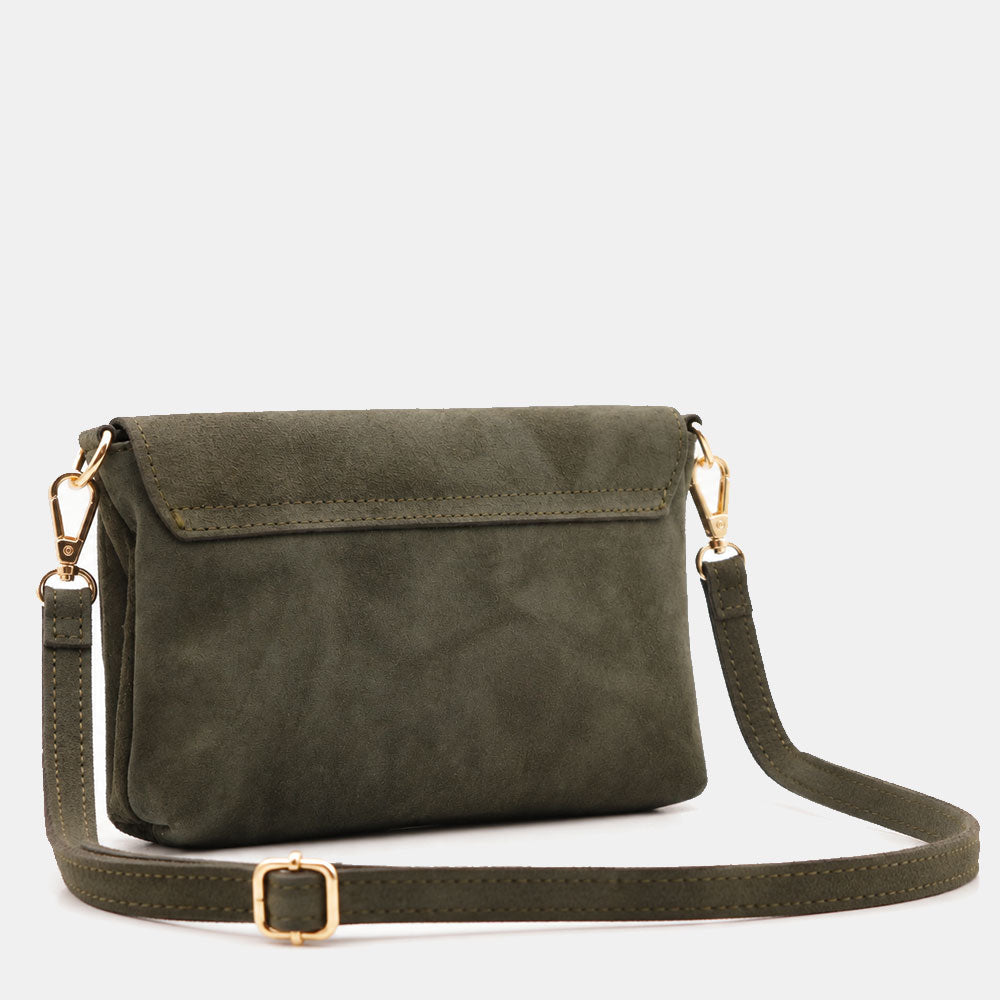 Borsa Clutch a Spalla VIAVERDI in Camoscio Verde Made in Italy linea Volterra