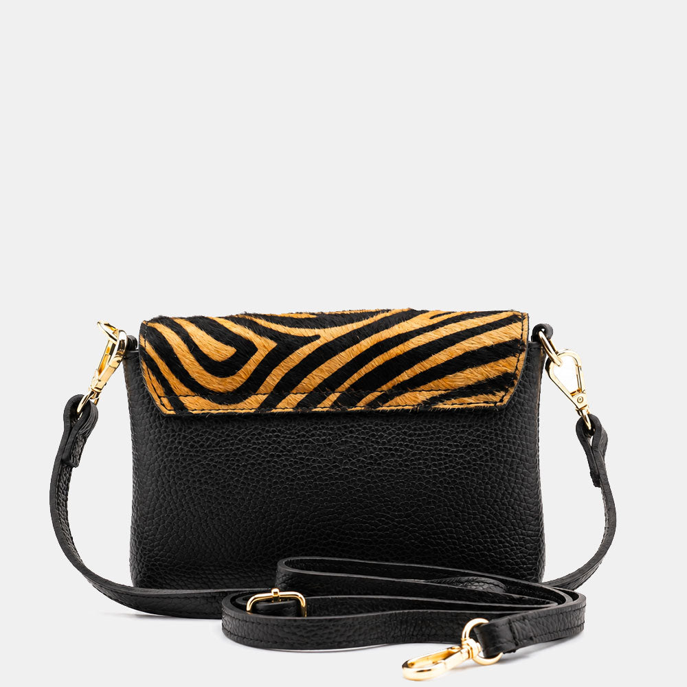 Clutch ViaVerdi aus Zebraponyfell und Weißem Leder Made in Italy – Linie Volterra
