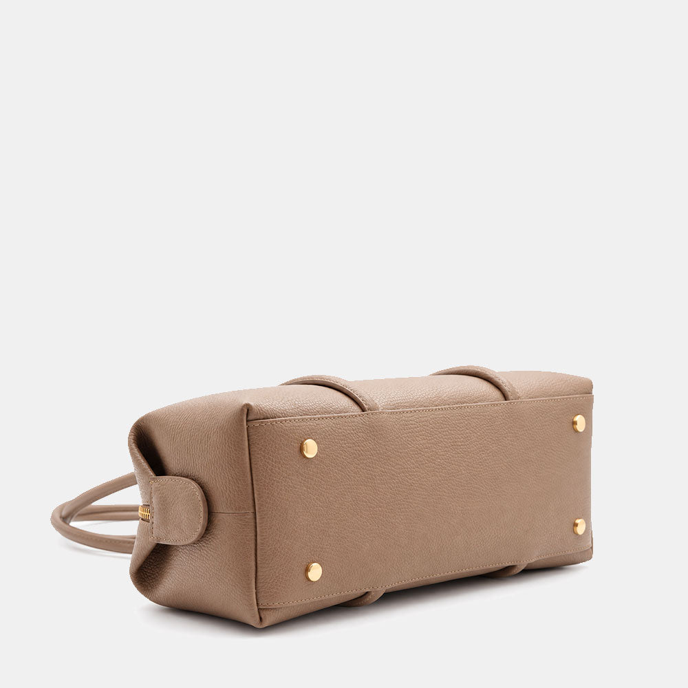 Borsa Donna a Spalla VIAVERDI in Pelle Taupe Scuro Made in Italy linea San Gimignano