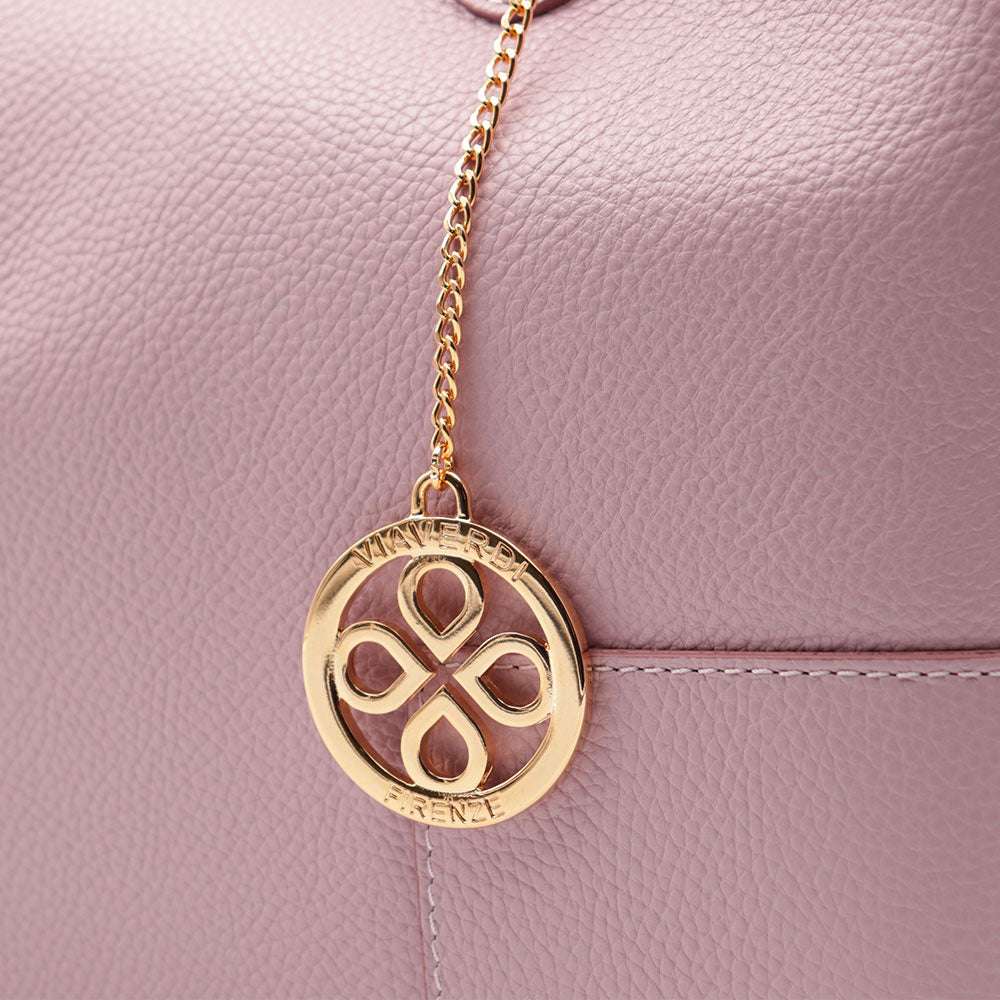 Borsa Grande a Mano VIAVERDI in Pelle Rosa Made in Italy linea Volterra