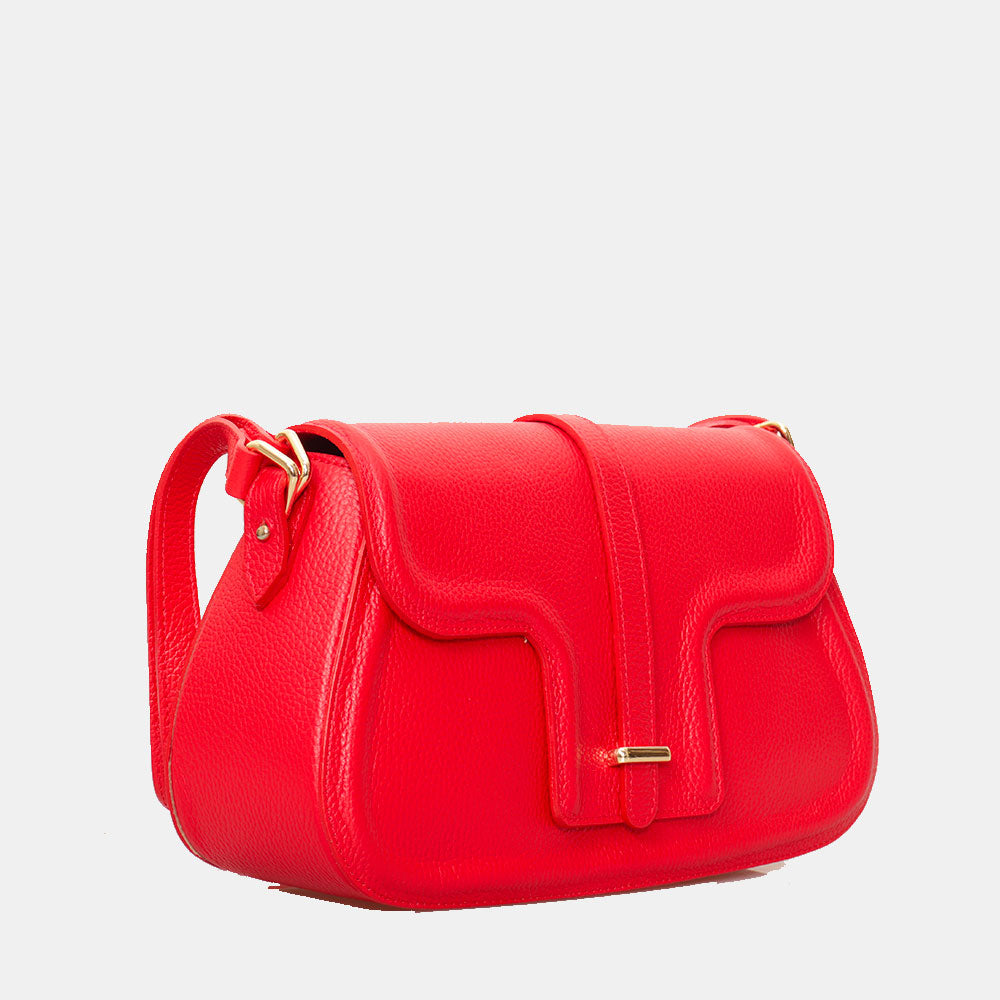 Borsa a Spalla in Pelle Martellata Rossa VIAVERDI Made in Italy