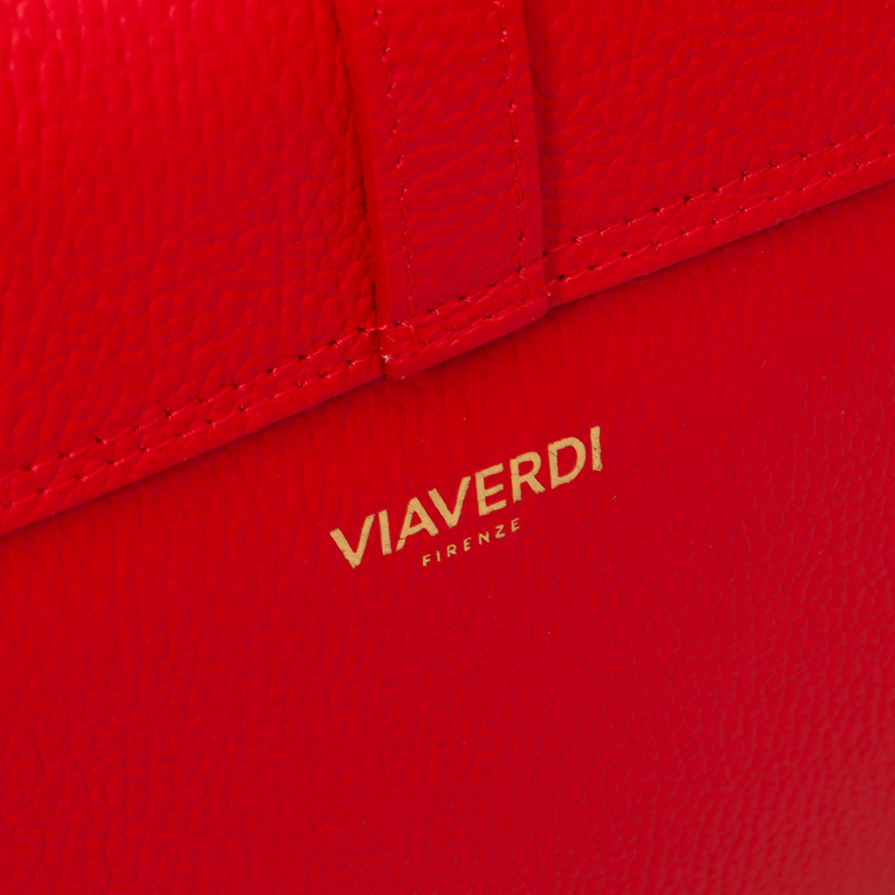 Borsa a Spalla in Pelle Martellata Rossa VIAVERDI Made in Italy