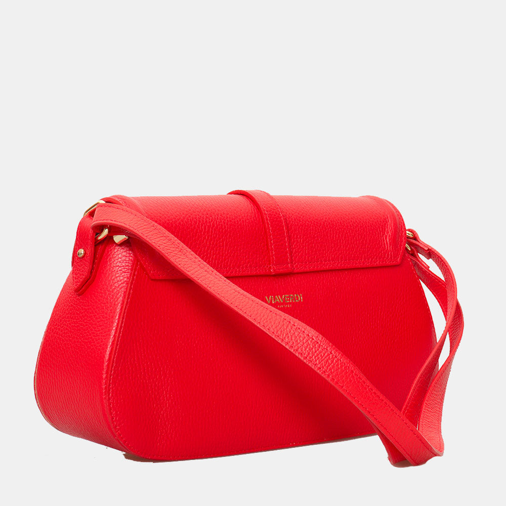 Rote Leder Umhängetasche VIAVERDI Made in Italy