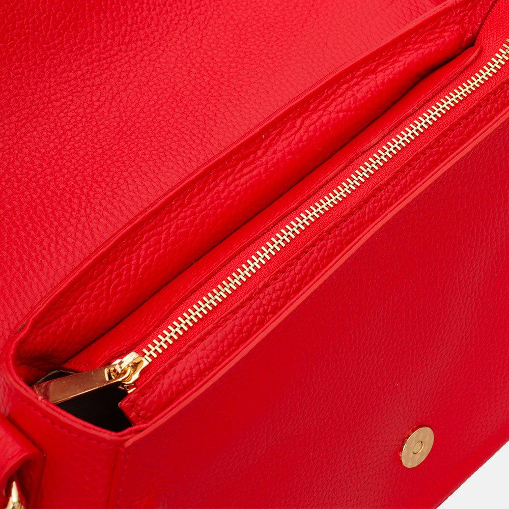 Borsa a Spalla in Pelle Martellata Rossa VIAVERDI Made in Italy