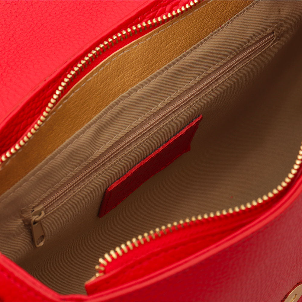 Rote Leder Umhängetasche VIAVERDI Made in Italy