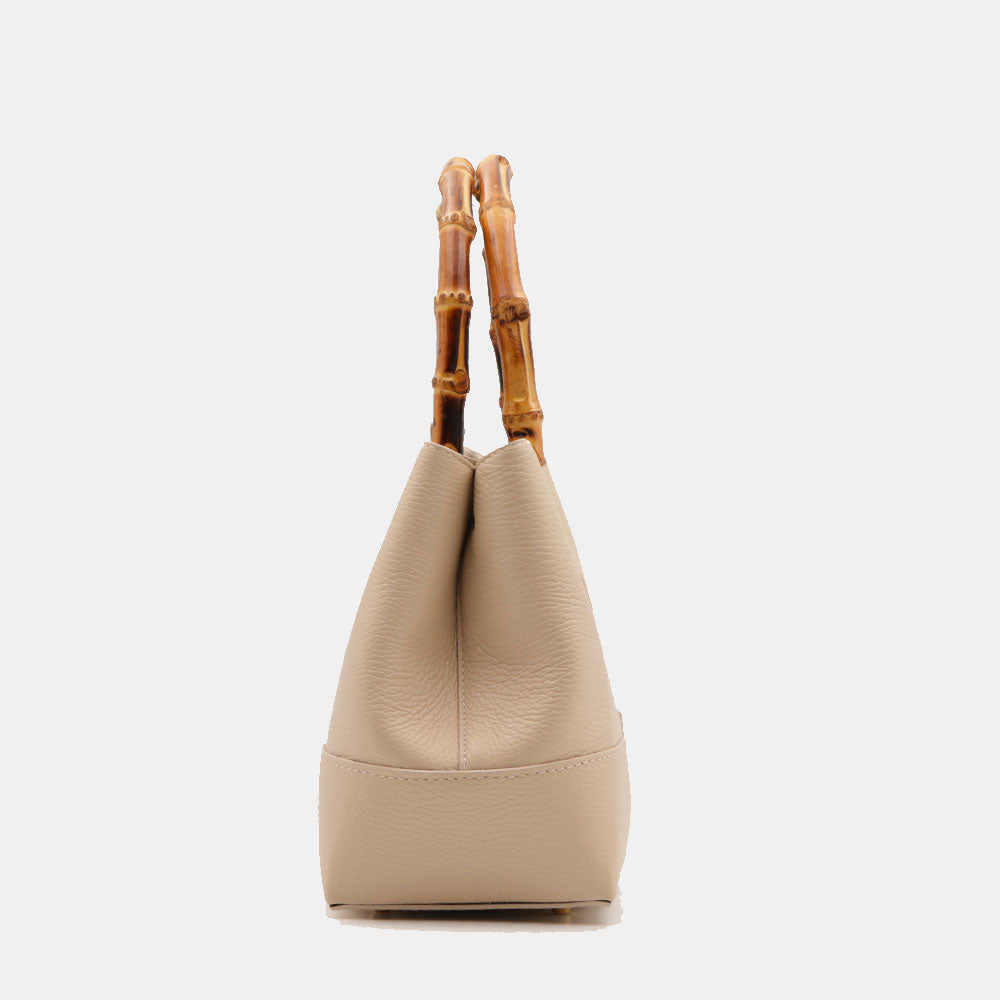 Borsa Piccola a Mano VIAVERDI in Pelle Avorio Made in Italy linea Volterra