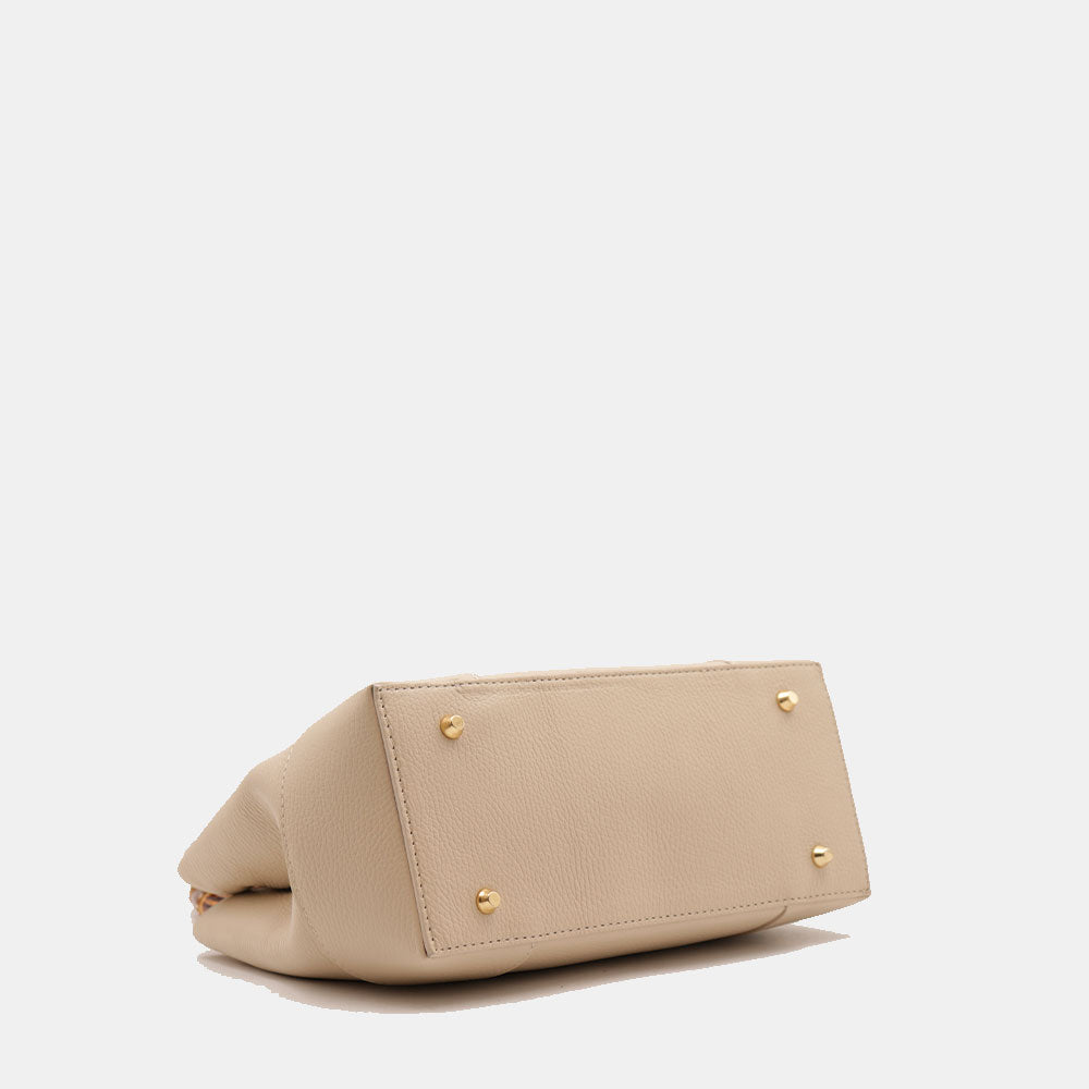 Borsa Piccola a Mano VIAVERDI in Pelle Avorio Made in Italy linea Volterra