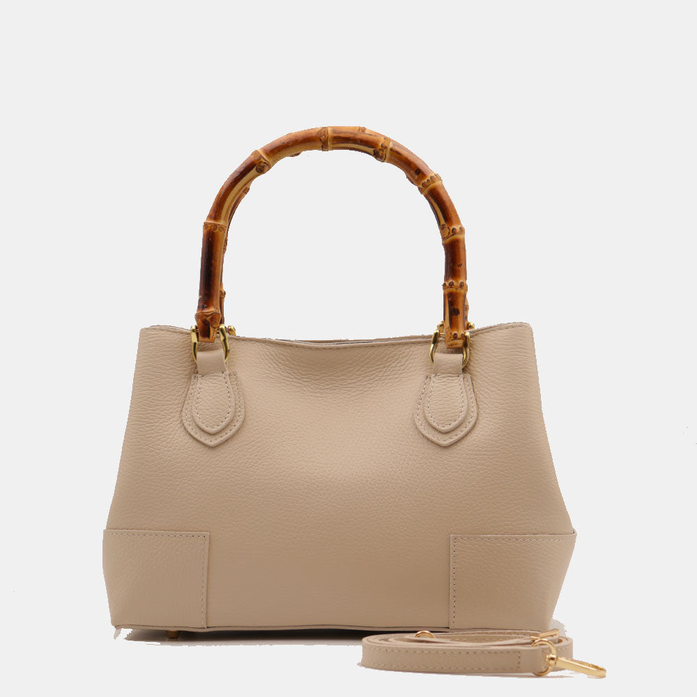 Borsa Piccola a Mano VIAVERDI in Pelle Avorio Made in Italy linea Volterra