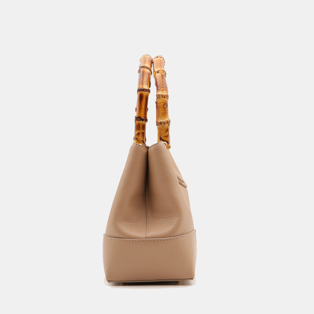 Borsa Piccola a Mano VIAVERDI in Pelle Beige Made in Italy linea Volterra