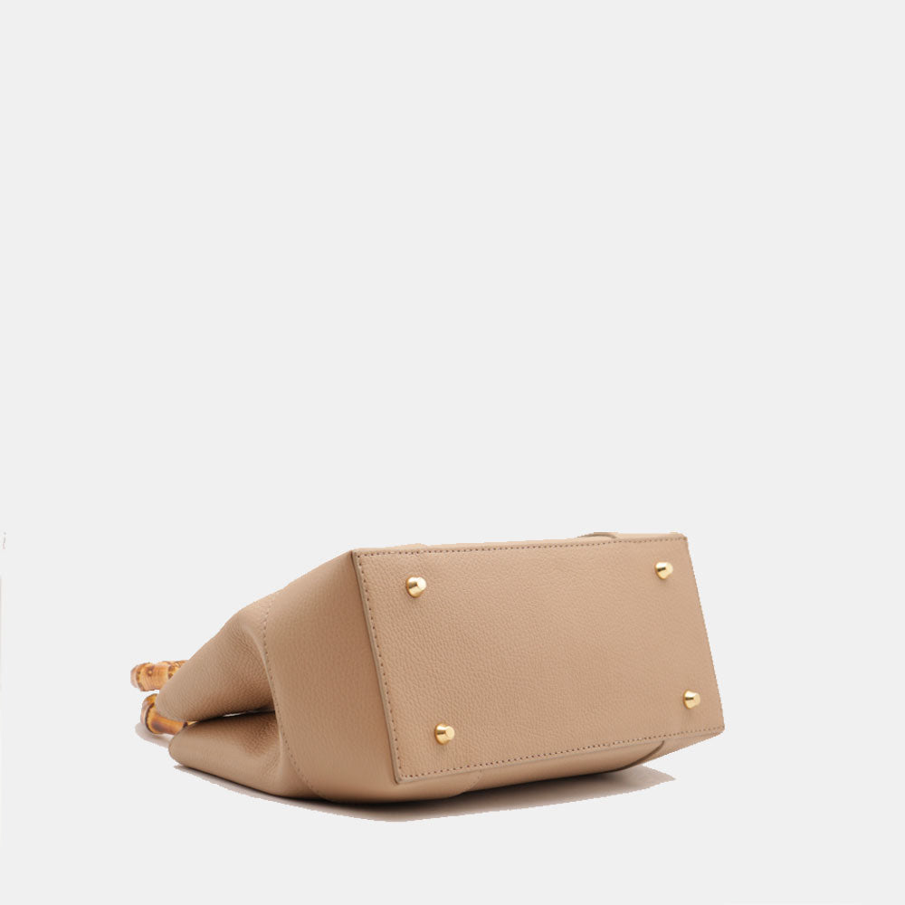 Borsa Piccola a Mano VIAVERDI in Pelle Beige Made in Italy linea Volterra