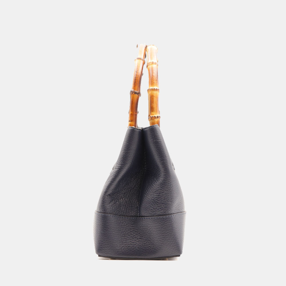 Borsa Piccola a Mano VIAVERDI in Pelle Blu Made in Italy linea Volterra