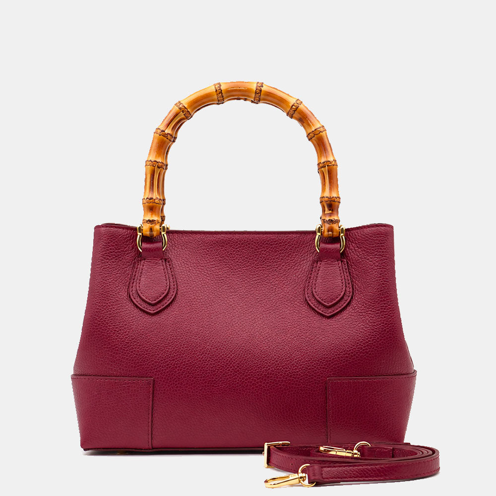 Borsa Piccola a Mano VIAVERDI in Pelle Bordeaux Made in Italy linea Volterra