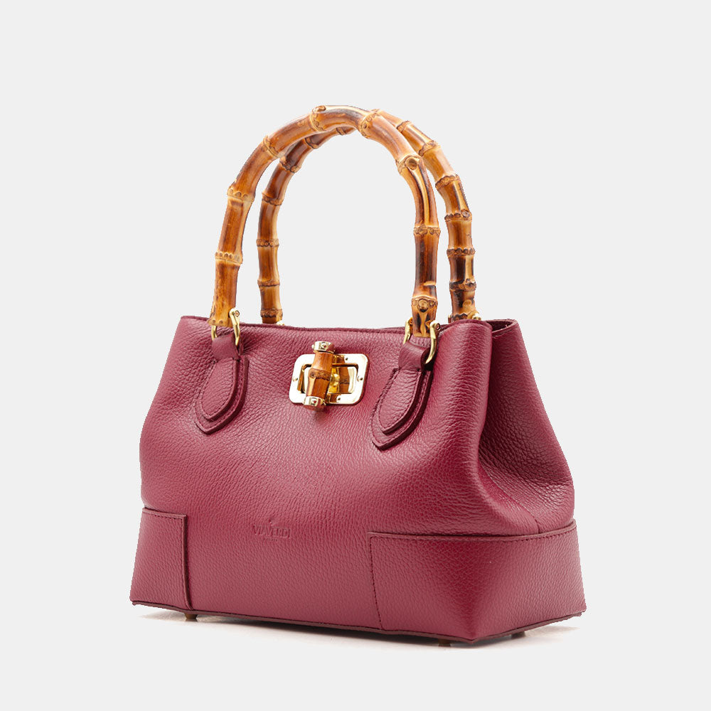 Borsa Piccola a Mano VIAVERDI in Pelle Bordeaux Made in Italy linea Volterra