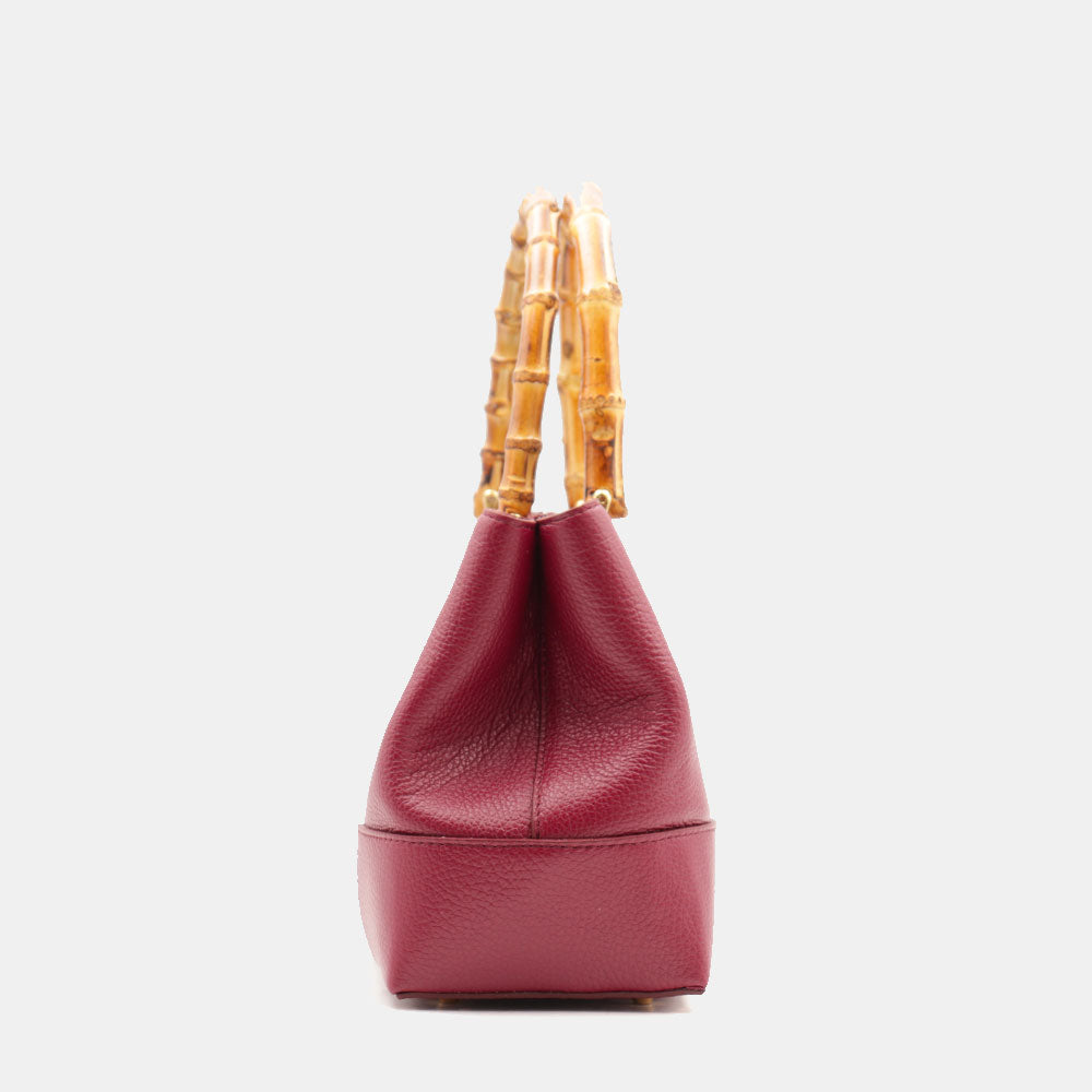 Borsa Piccola a Mano VIAVERDI in Pelle Bordeaux Made in Italy linea Volterra
