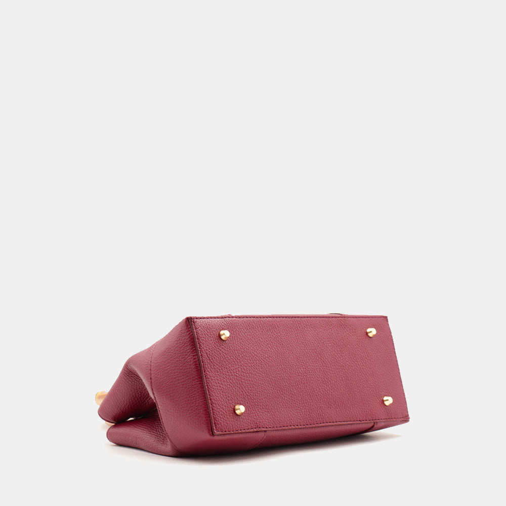 Borsa Piccola a Mano VIAVERDI in Pelle Bordeaux Made in Italy linea Volterra