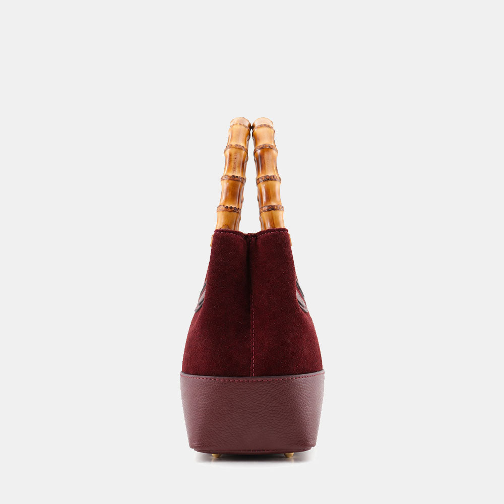 Borsa Piccola a Mano VIAVERDI in Camoscio e Pelle Bordeaux Made in Italy linea Volterra