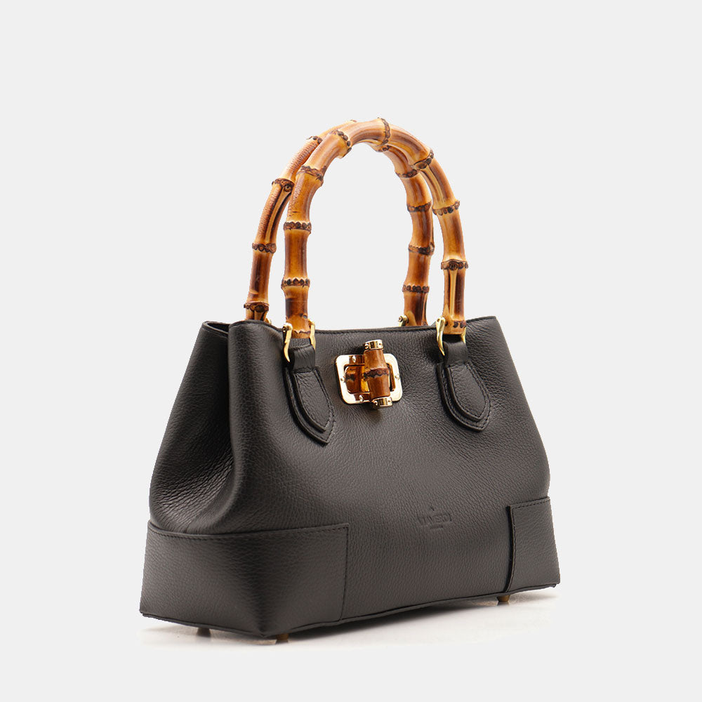 Borsa Piccola a Mano VIAVERDI in Pelle Nera Made in Italy linea Volterra