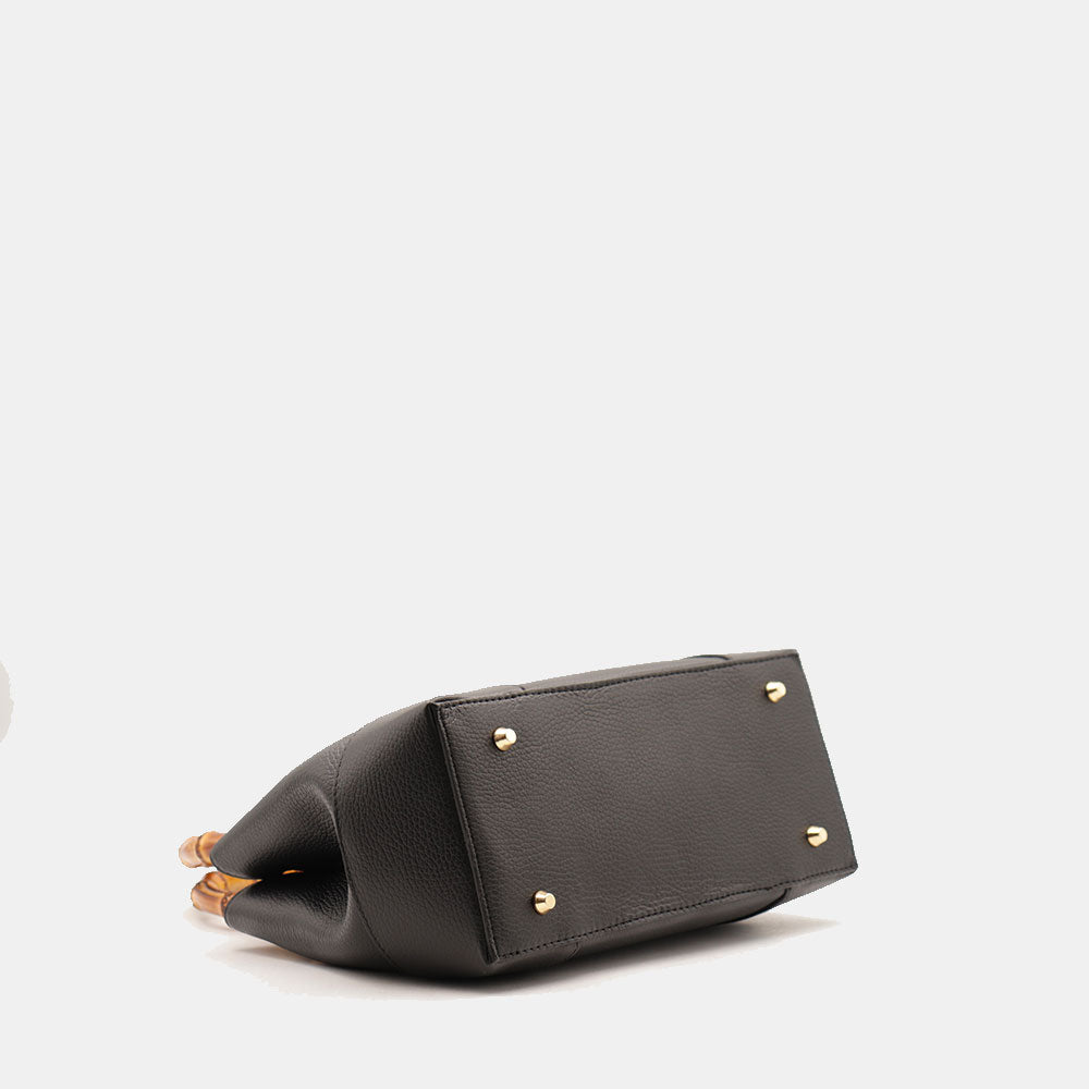 Borsa Piccola a Mano VIAVERDI in Pelle Nera Made in Italy linea Volterra