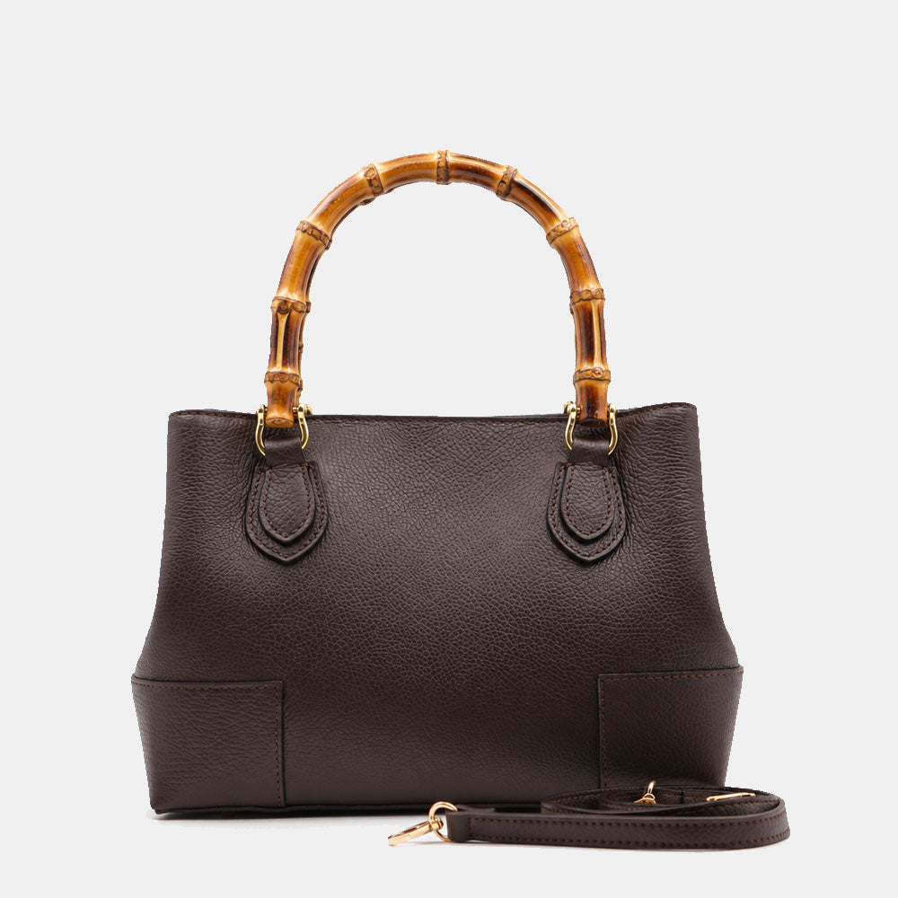 Borsa Piccola a Mano VIAVERDI in Pelle Marrone Scuro Made in Italy linea Volterra