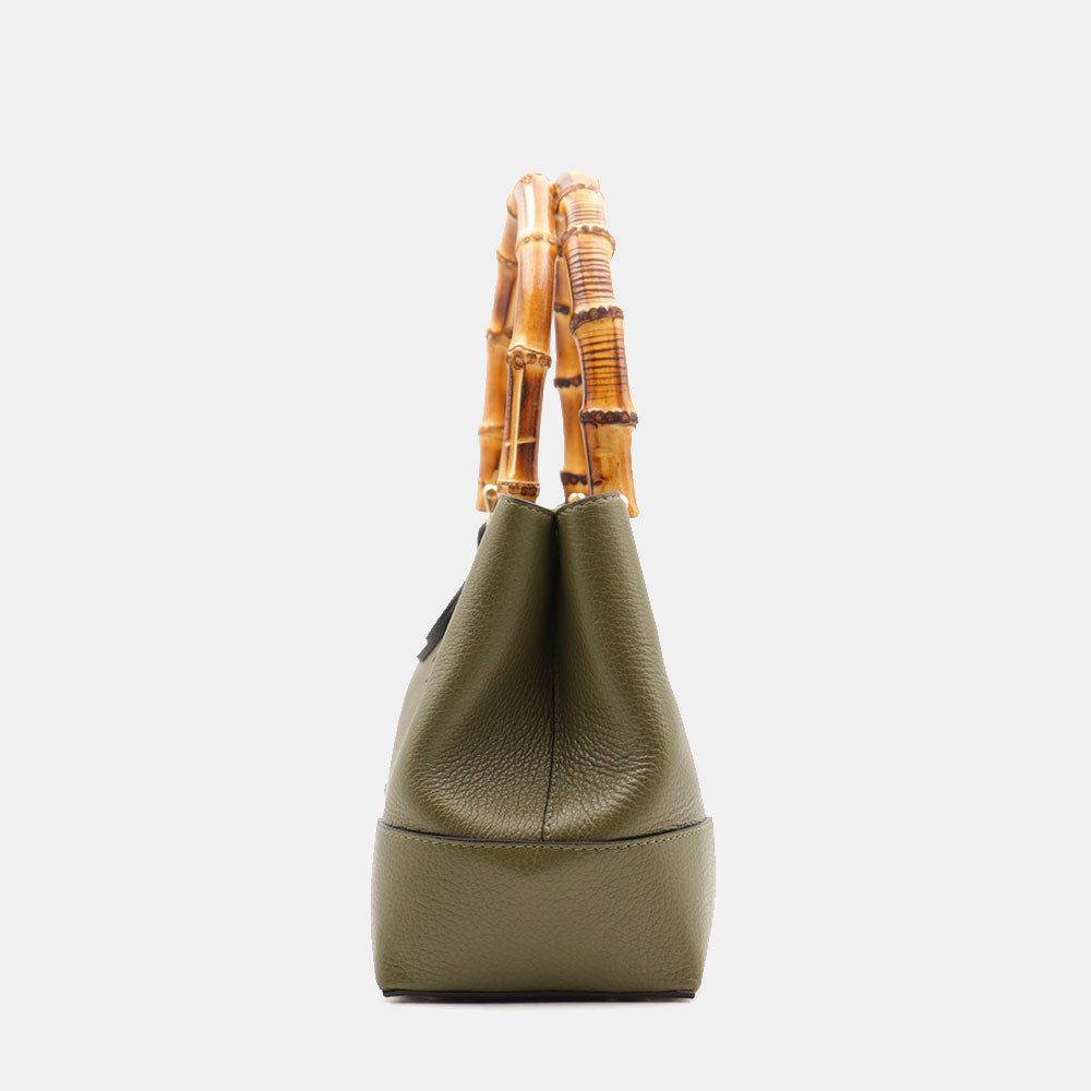 Borsa Piccola a Mano VIAVERDI in Pelle Verde Made in Italy linea Volterra
