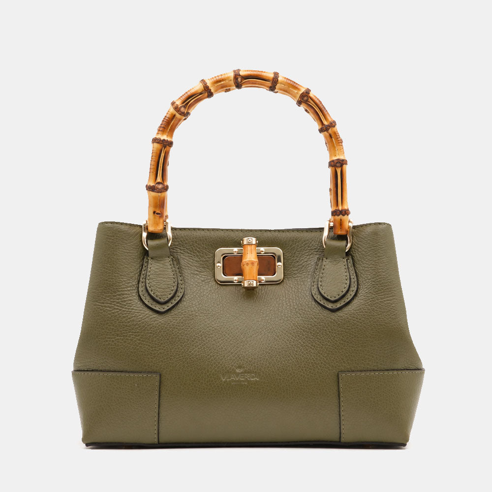 Borsa Piccola a Mano VIAVERDI in Pelle Verde Made in Italy linea Volterra